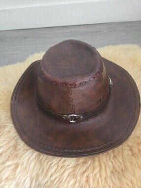 Handmade Leather Western Outback Hat - Brown - Acapulco Mexico Brand Unisexe